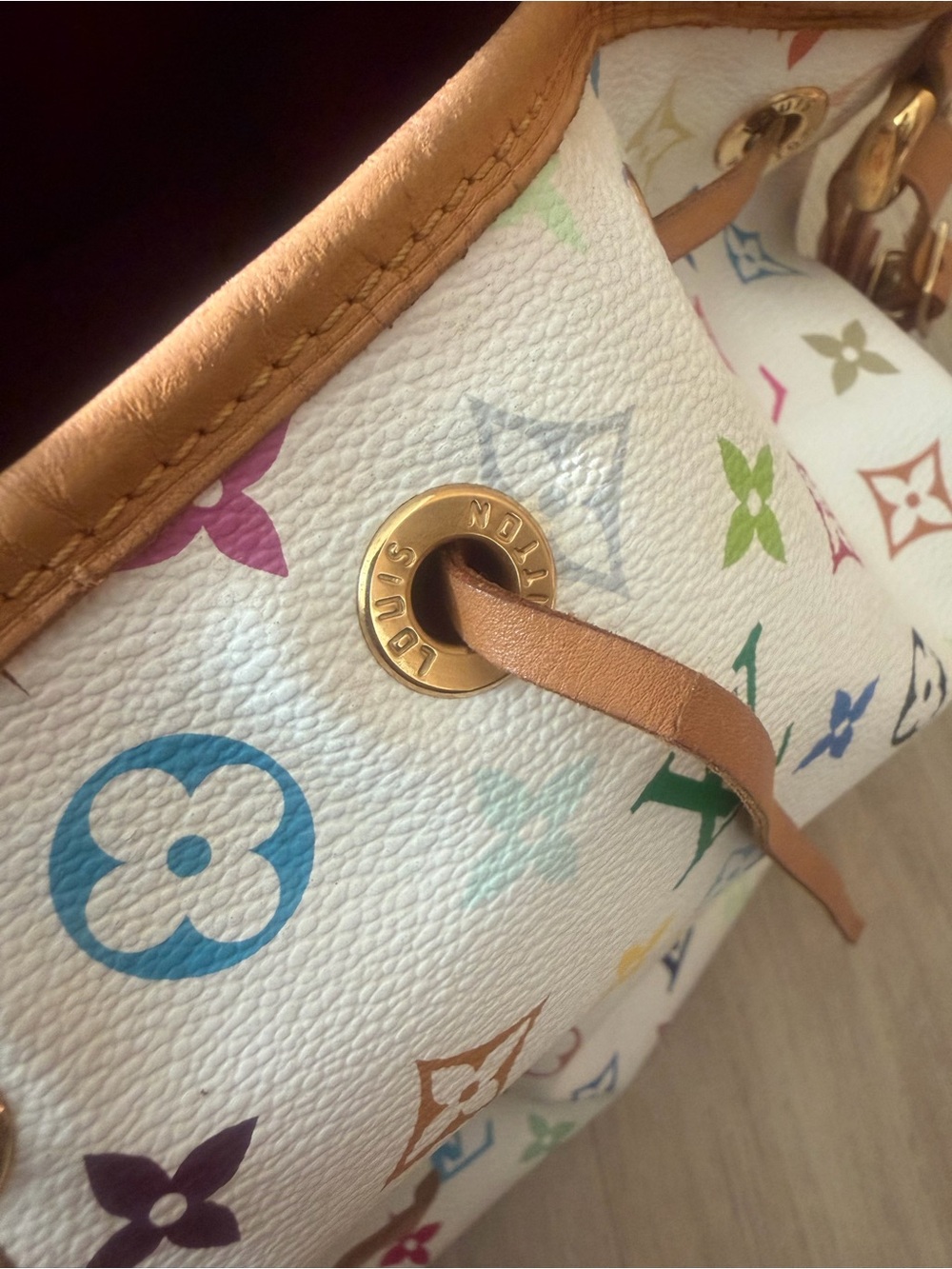 Louis Vuitton x Murakami Vintage White Multicolor Monogram LV Noe Bucket Bag - Picture 16 of 16
